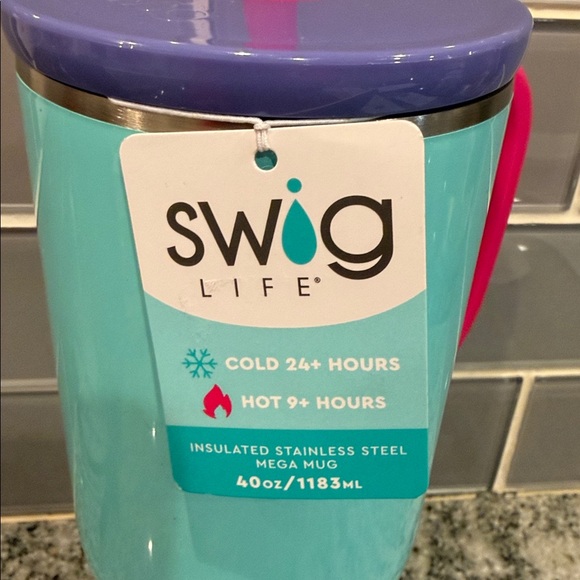 Swig Life 40oz. Aqua Colorblock Mega Mug Brand New - Picture 2 of 4